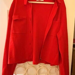 Sezane Betty Cardigan in Coral Red XL